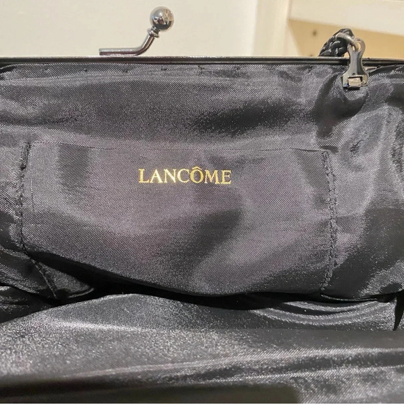 Lancôme Womens Beaded Vintage Unused Bag Black Gold Excellent Condition - Picture 3 of 14